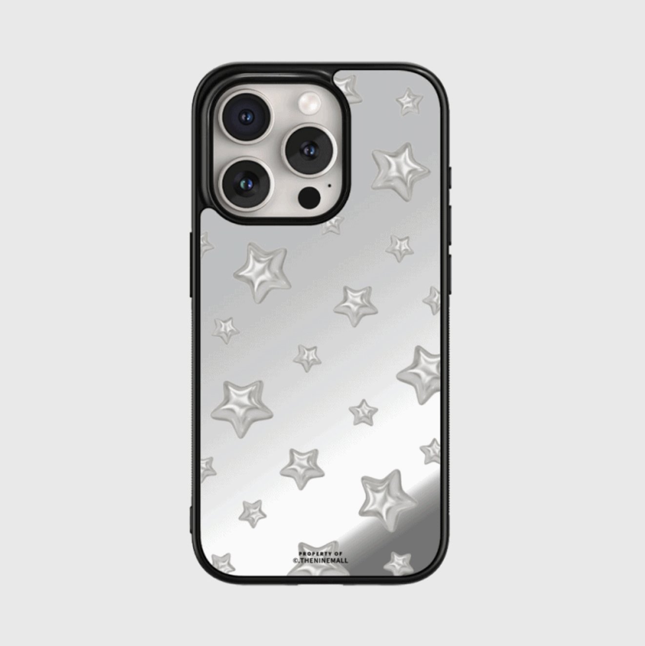 |THENINEMALL| Pattern Silver Star Mirror Bumper Case
