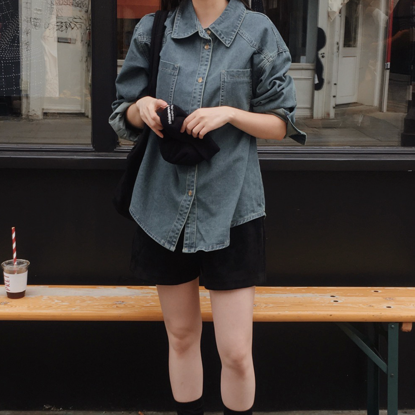 |SLOWAND| Pie Vintage Denim Pocket Shirt