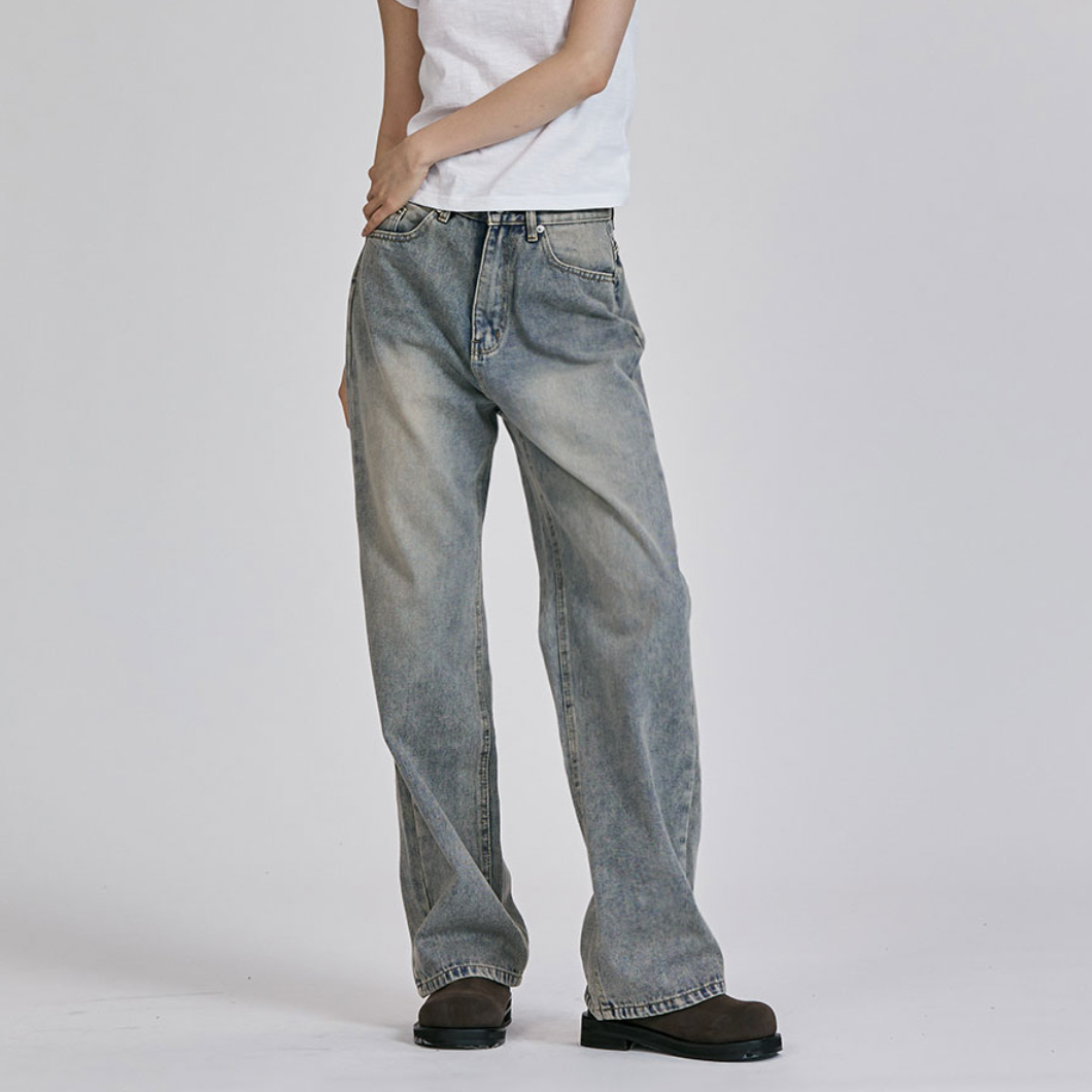|CHICKS| SDP Minimal Straight Denim Pants Light Denim