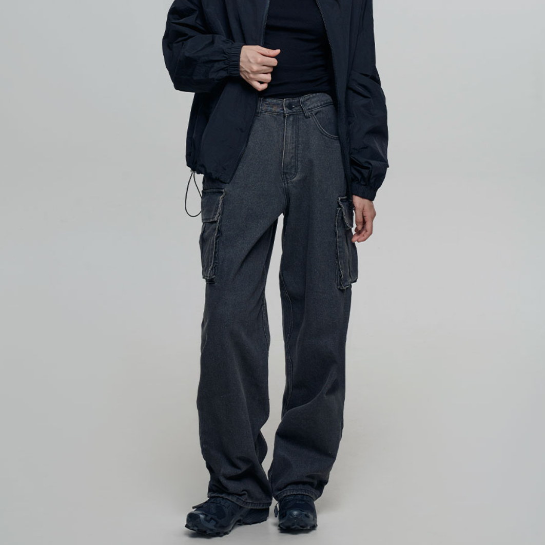 |CHICKS| CDP Board Cargo Denim Pants Black
