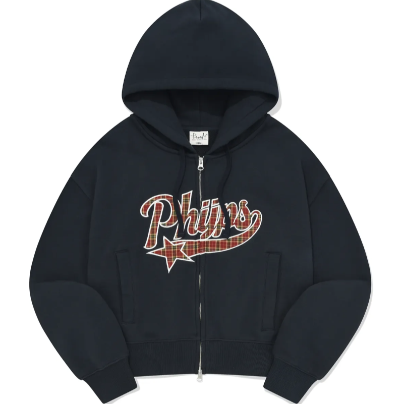 |PHYPS| Cropped Star Tail Hooded Zip-Up Red