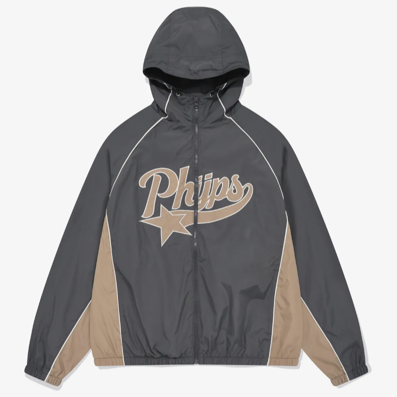 |PHYPS| PIPING STAR TAIL HOODIE TRACK JACKET CHARCOAL