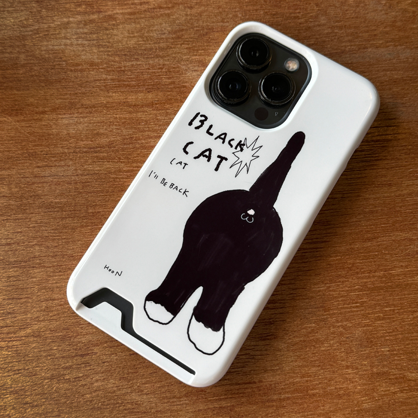 |3MONTHS| Black Cat 02 Card Storage Phone Case