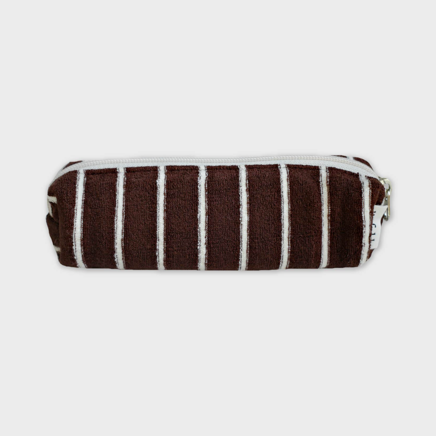 |unfold| Stripe Terry Pencil Pouch (Brown)