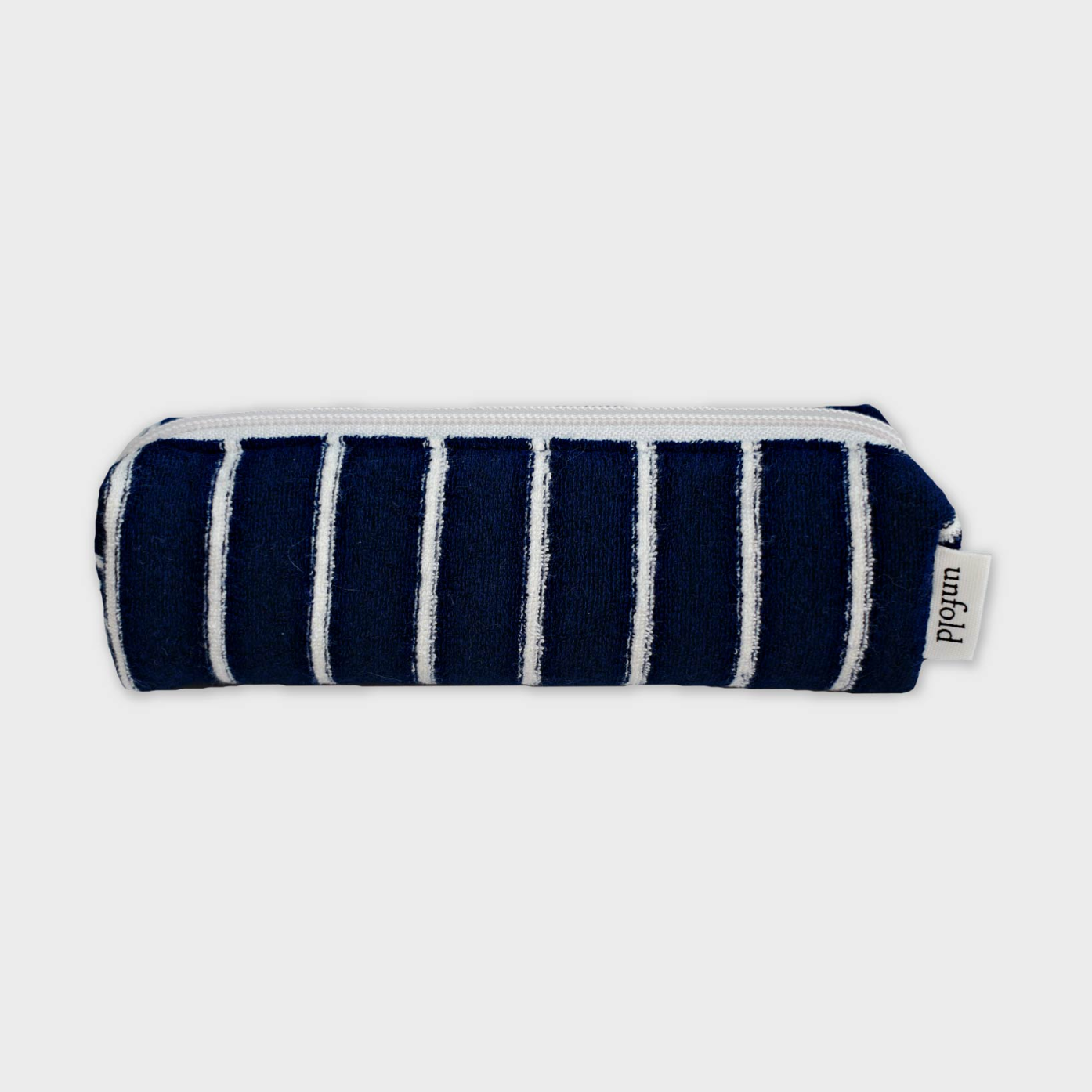 |unfold| Stripe Terry Pencil Pouch (Navy)