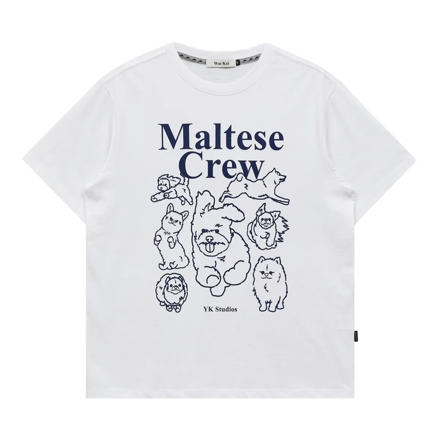 |Wai Kei| Maltese Crew Line Graphic Short Sleeve T-shirt White