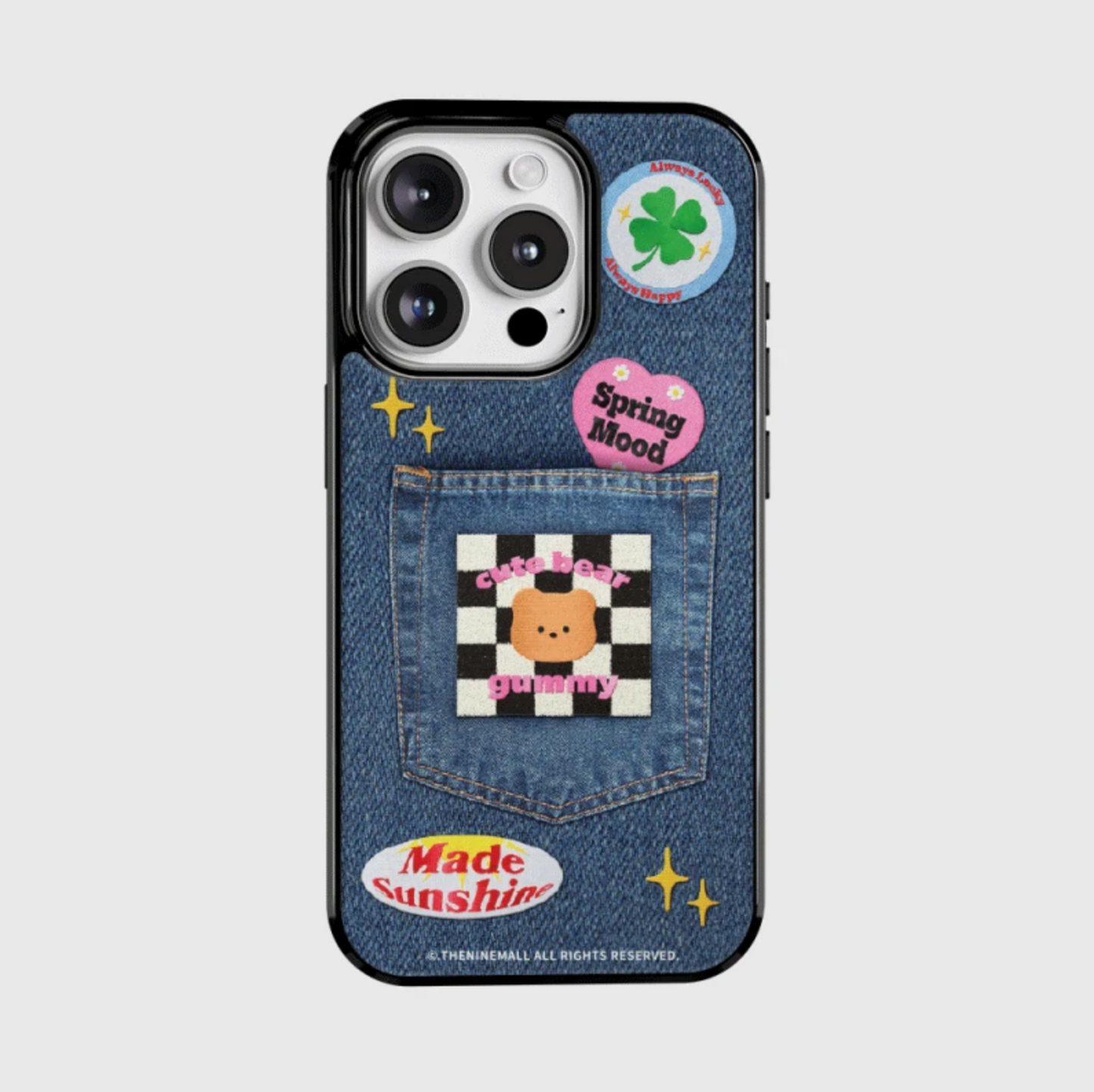 |THENINEMALL| Gummy Patch Denim Glossy Bumper Case