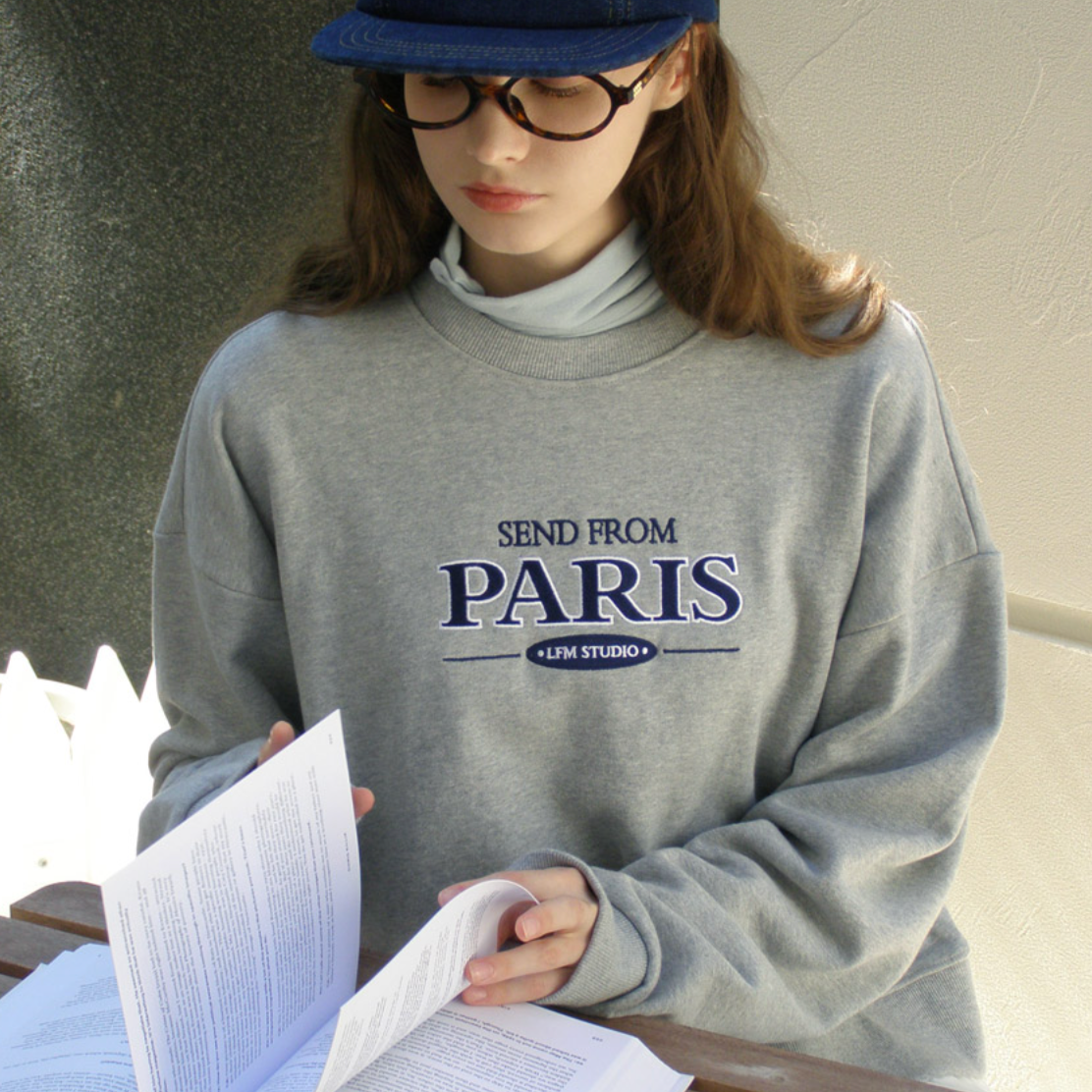 |Letter from Moon| Paris Bookstore Sweatshirt (Melange Grey)