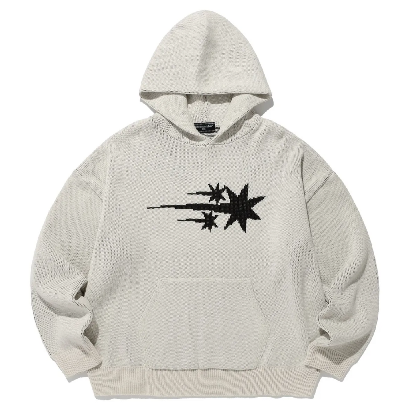 |NICEGHOSTCLUB| 3STARS LOGO KNIT HOODIE IVORY