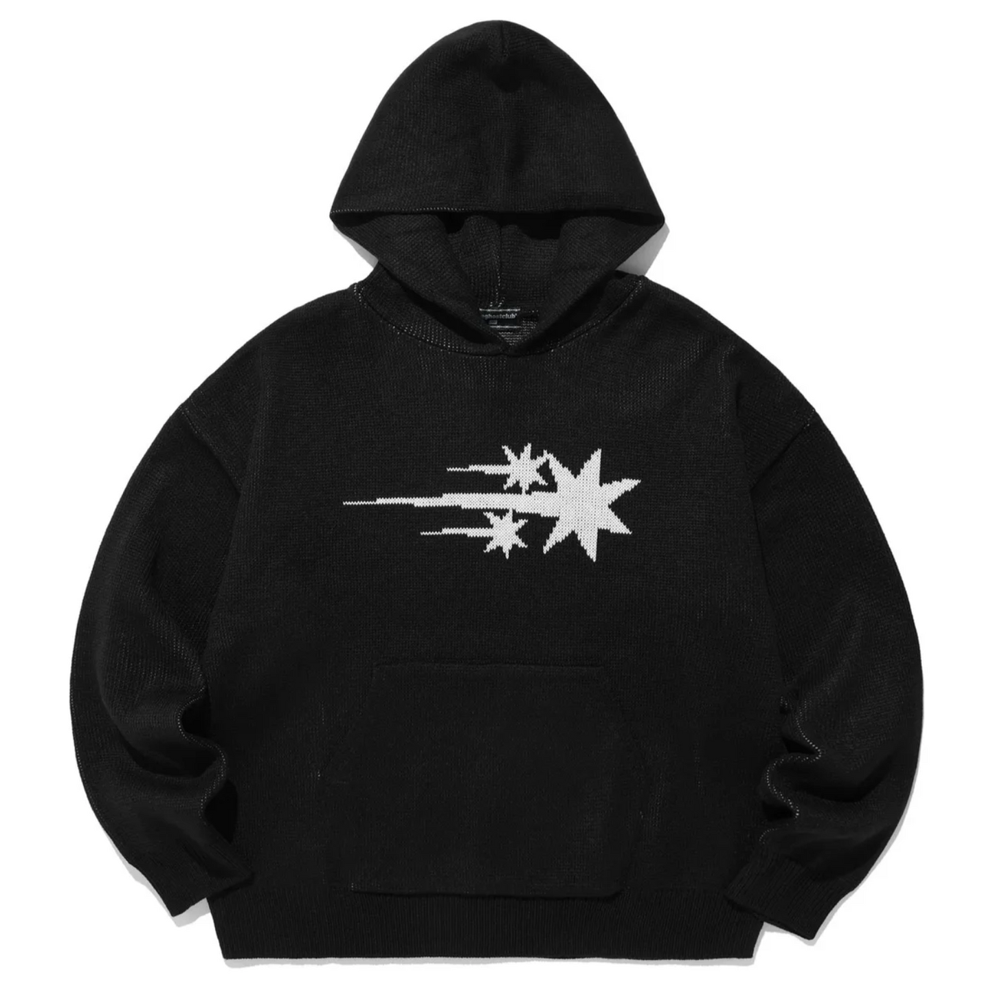 |NICEGHOSTCLUB| 3STARS LOGO KNIT HOODIE BLACK