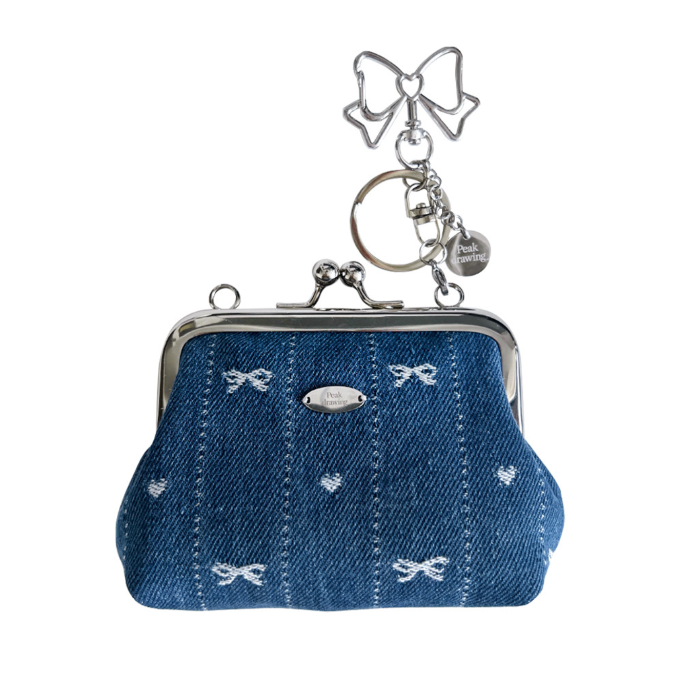 |Peakdrawing| Mini Ribbon Denim Frame Pouch