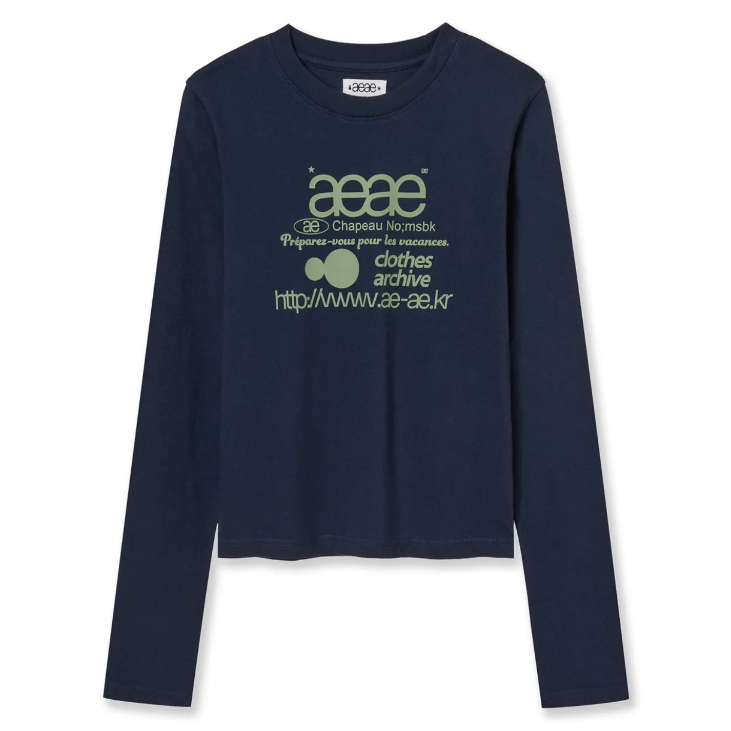 |aeae| WEB LOGO CROP L/S |NAVY|