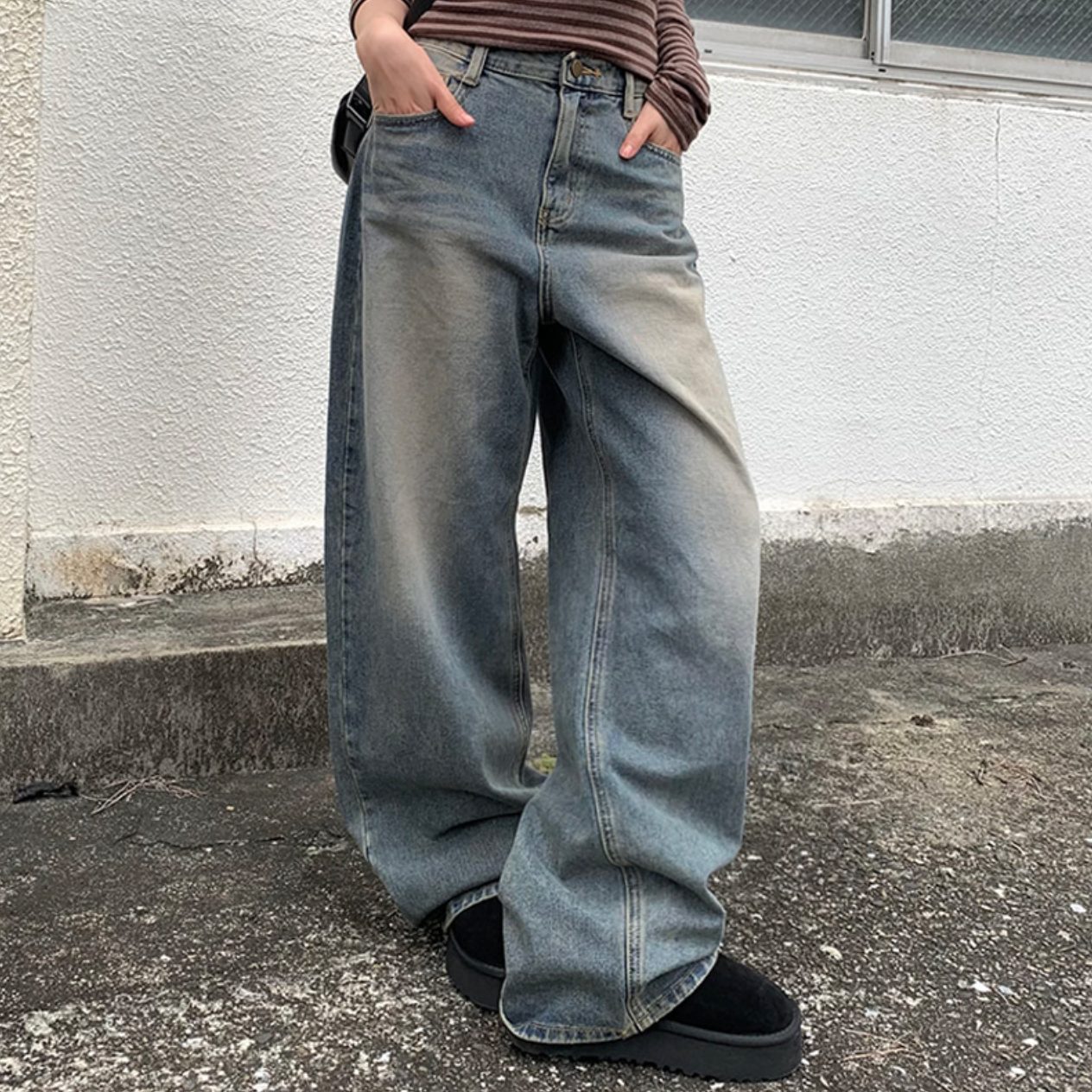 |anyonemore| Kez Vintage Washing Wide Denim Pants