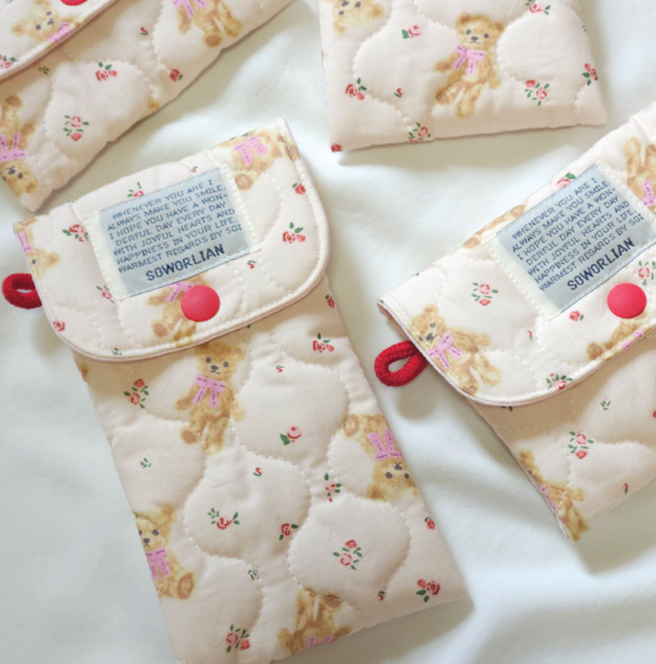|SOWORLIAN| Ribbon Bear Pencil Case / Mini Snap Pouch