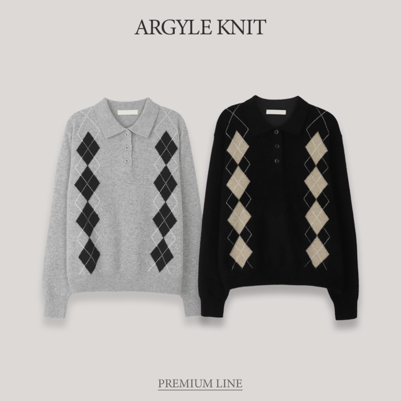 |SLOWAND| Racoon 80% Premium Argyle Knitwear