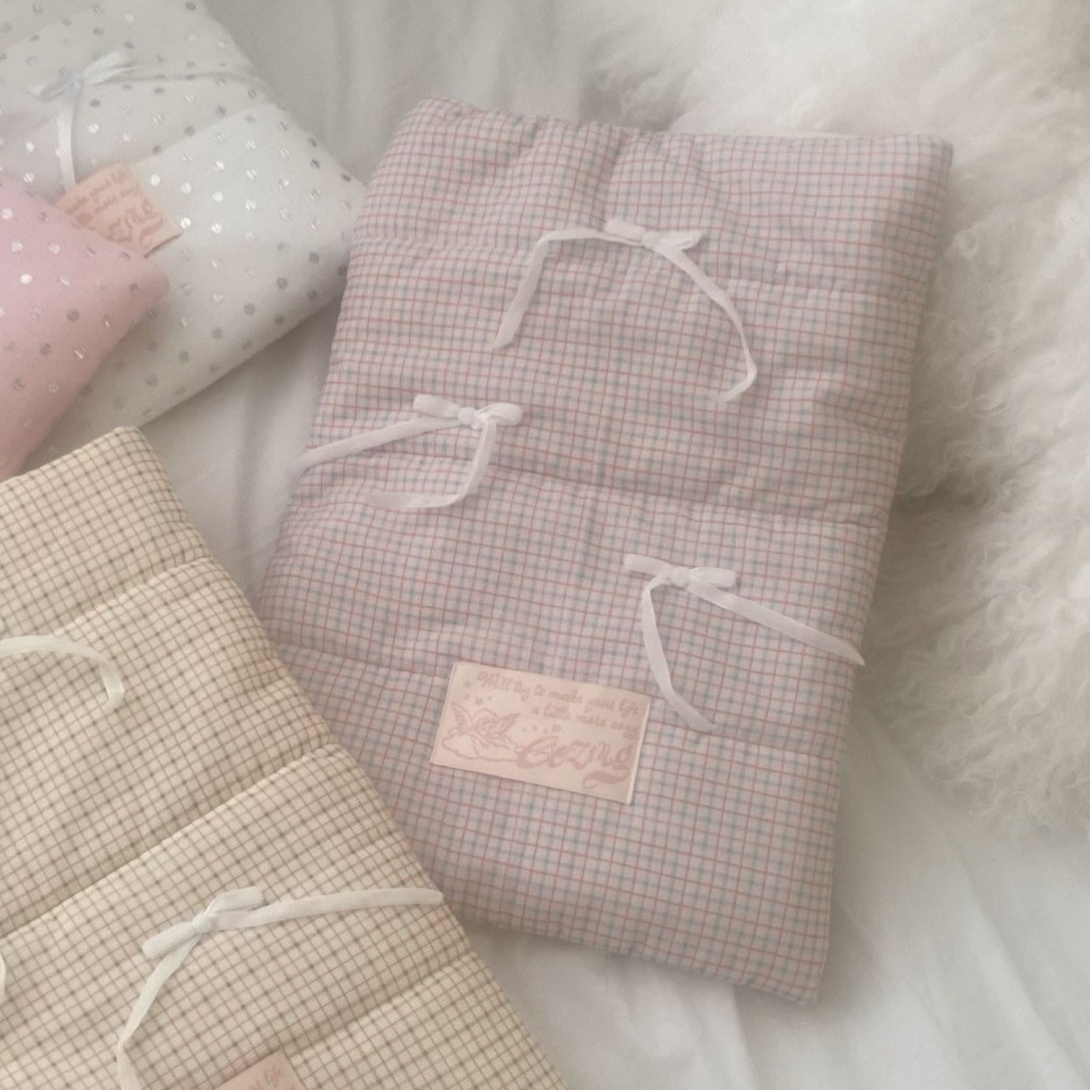 |COZING| Pillow Notebook Pouch Check Blue