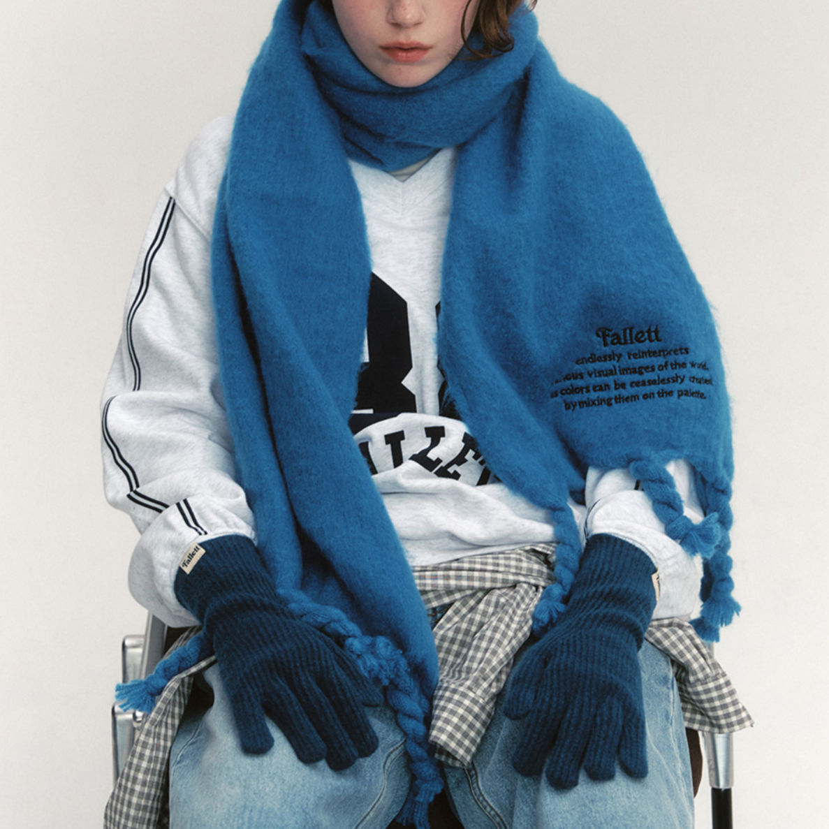 |Fallett| Oversized Story Logo Muffler Blue