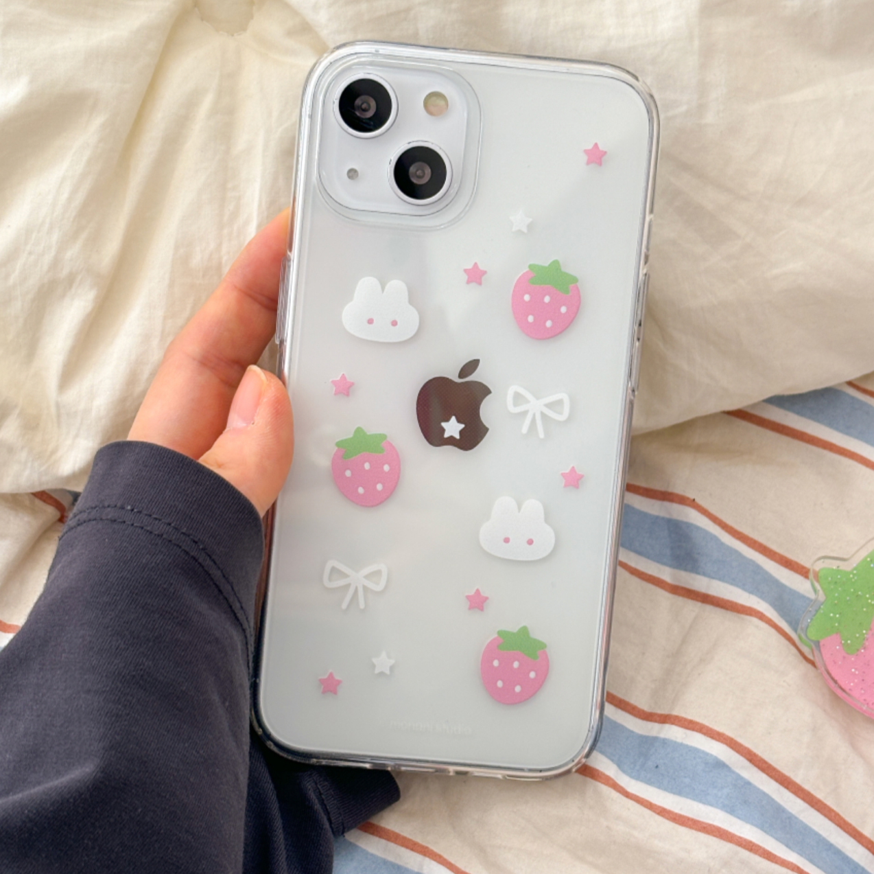 |monani studio| Y2K Strawberry Rabbit Jelly Hard Case