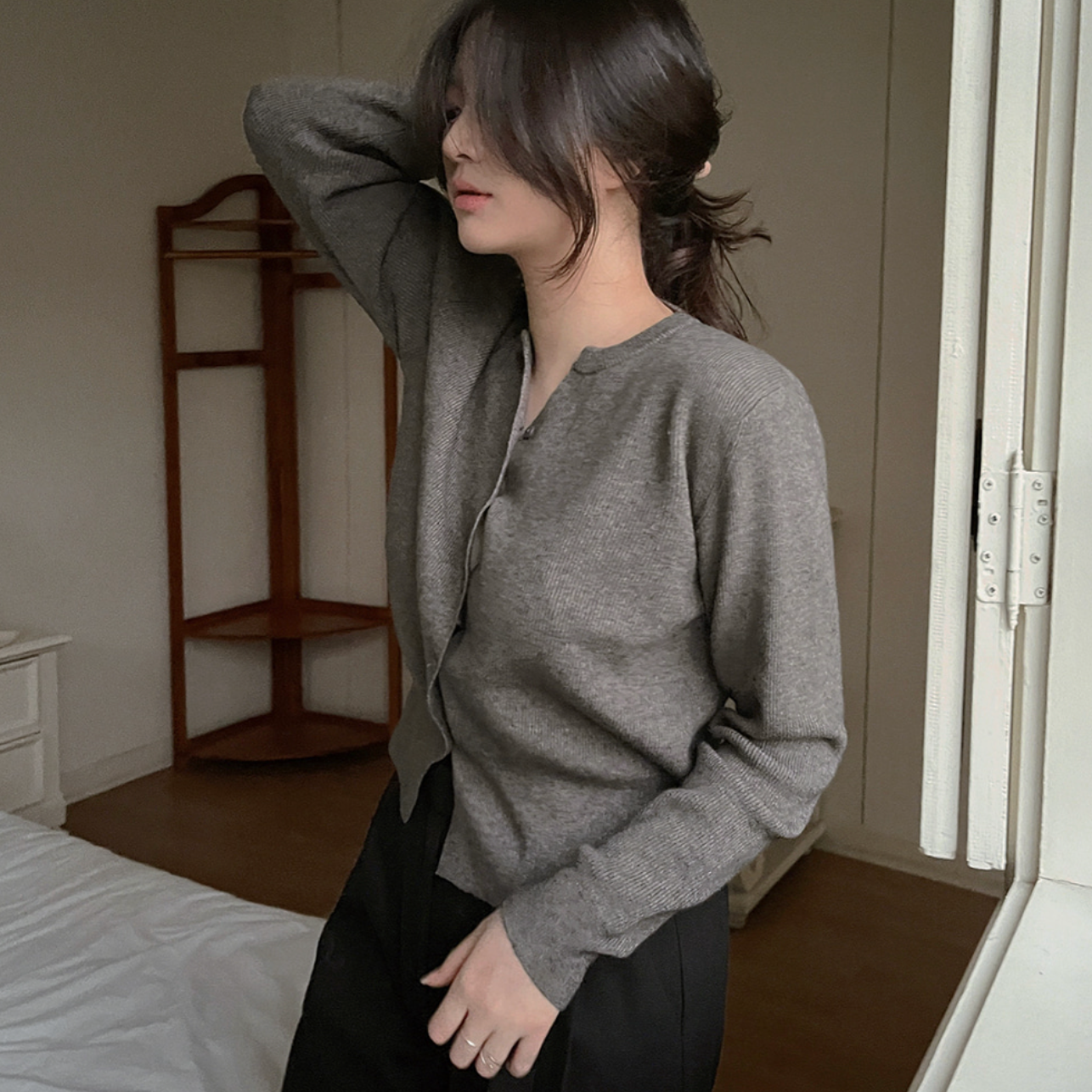 |SLOWAND| # SLOWMADE Washable Y-Neck Modern Cardigan