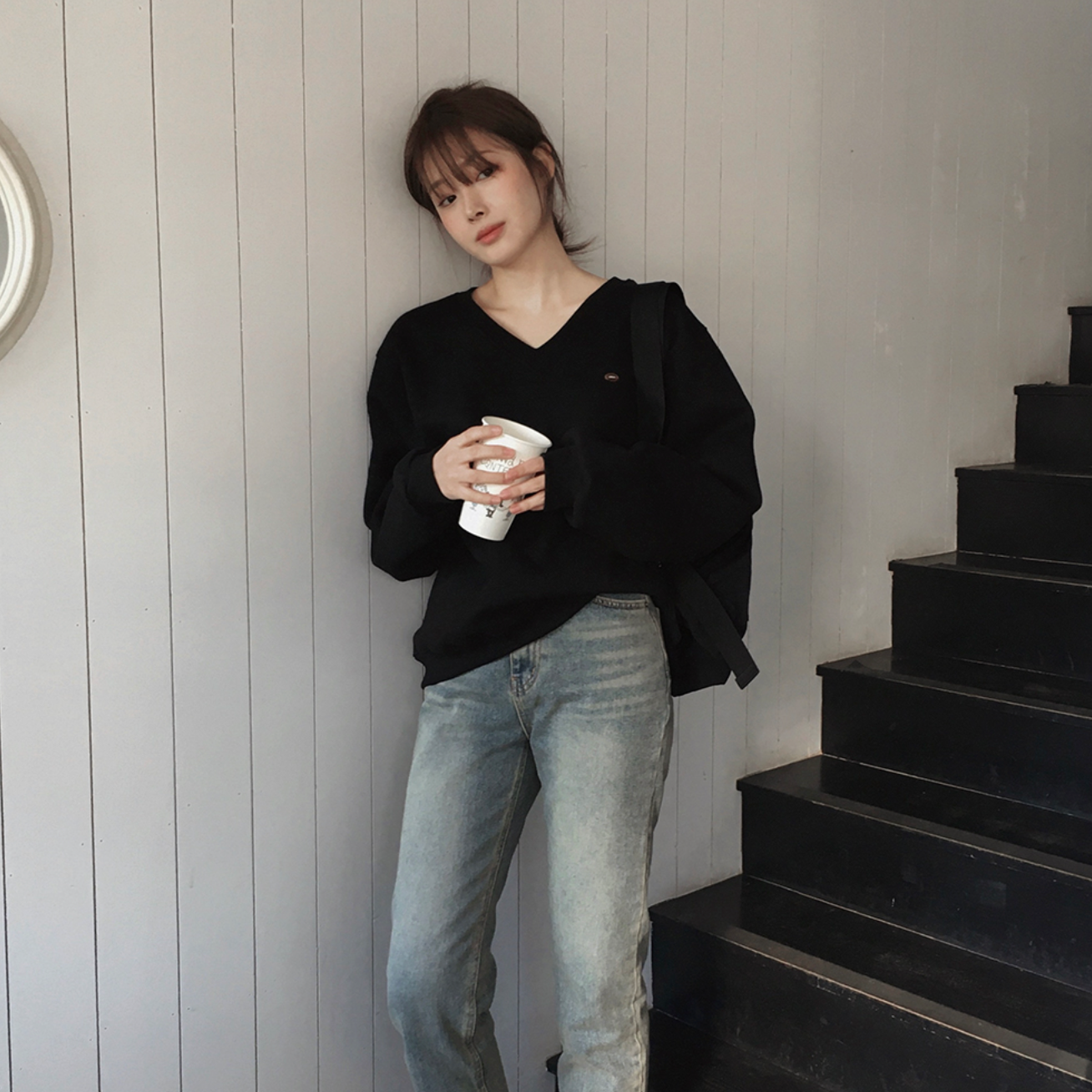 |SLOWAND| # SLOWMADE Premium PK Wool Napping Slit Sweatshirt