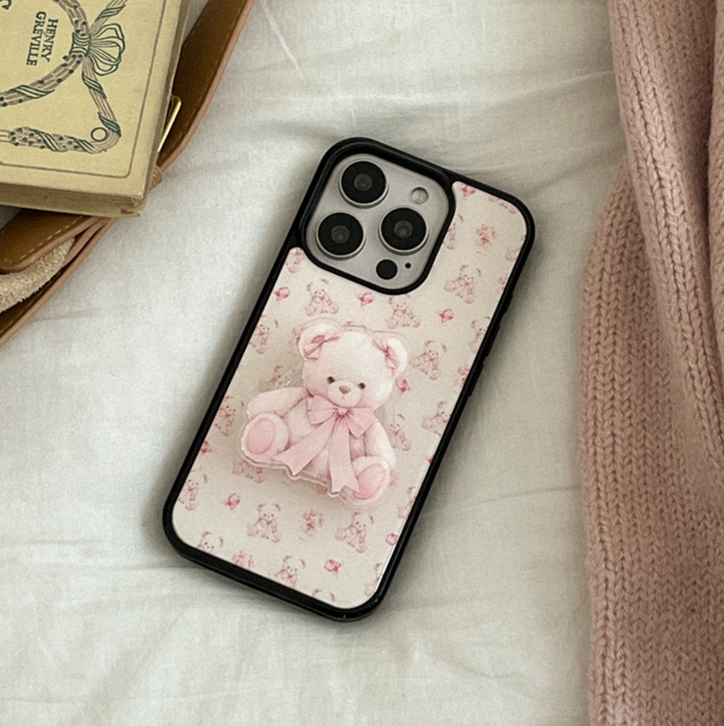 |Mademoment| Pink Bear Epoxy Bumper Case