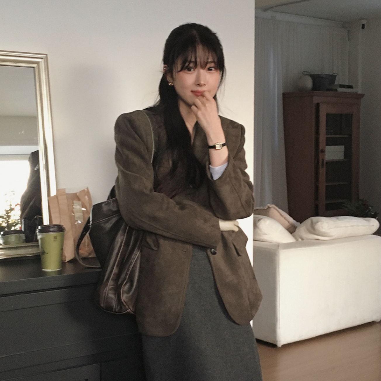 |SLOWAND| Winter Suede Quilted Fur Jacket