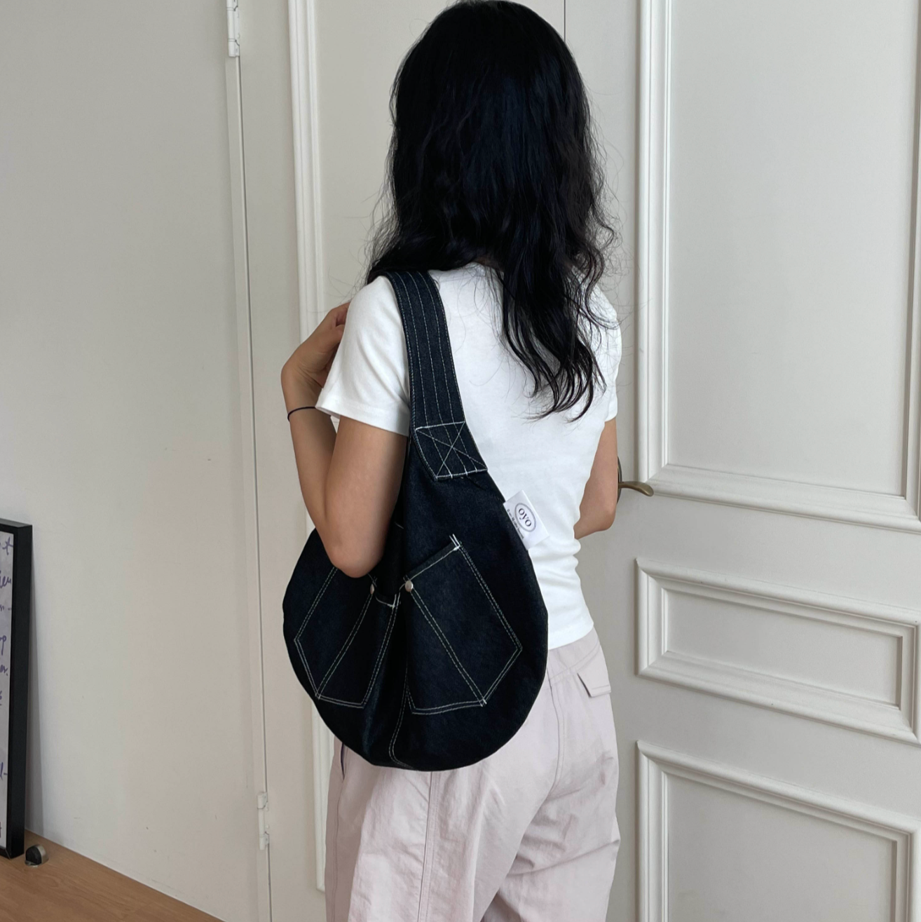 |oyo| Bold Strap Bag Denim Black