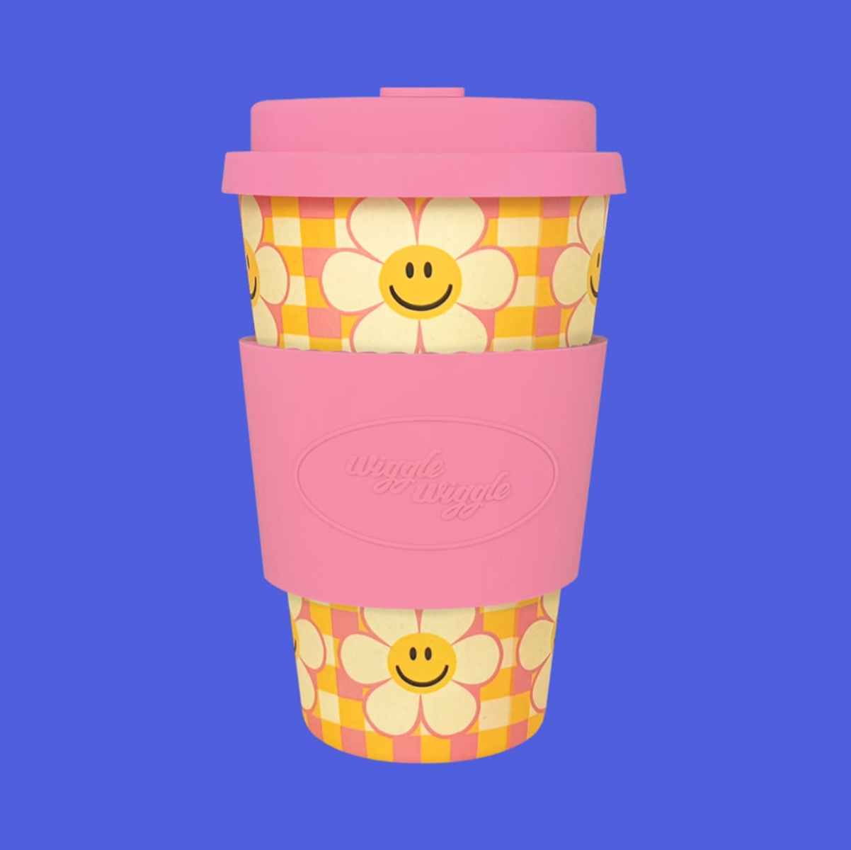 |WIGGLE WIGGLE| Smile We Love Check Bamboo Eco Mug Cup 400ml