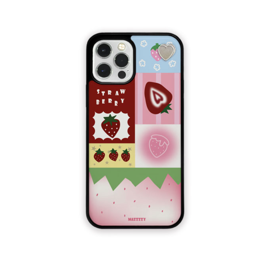 |MAZZZZY| Strawberry Patchwork Glass MagSafe Case