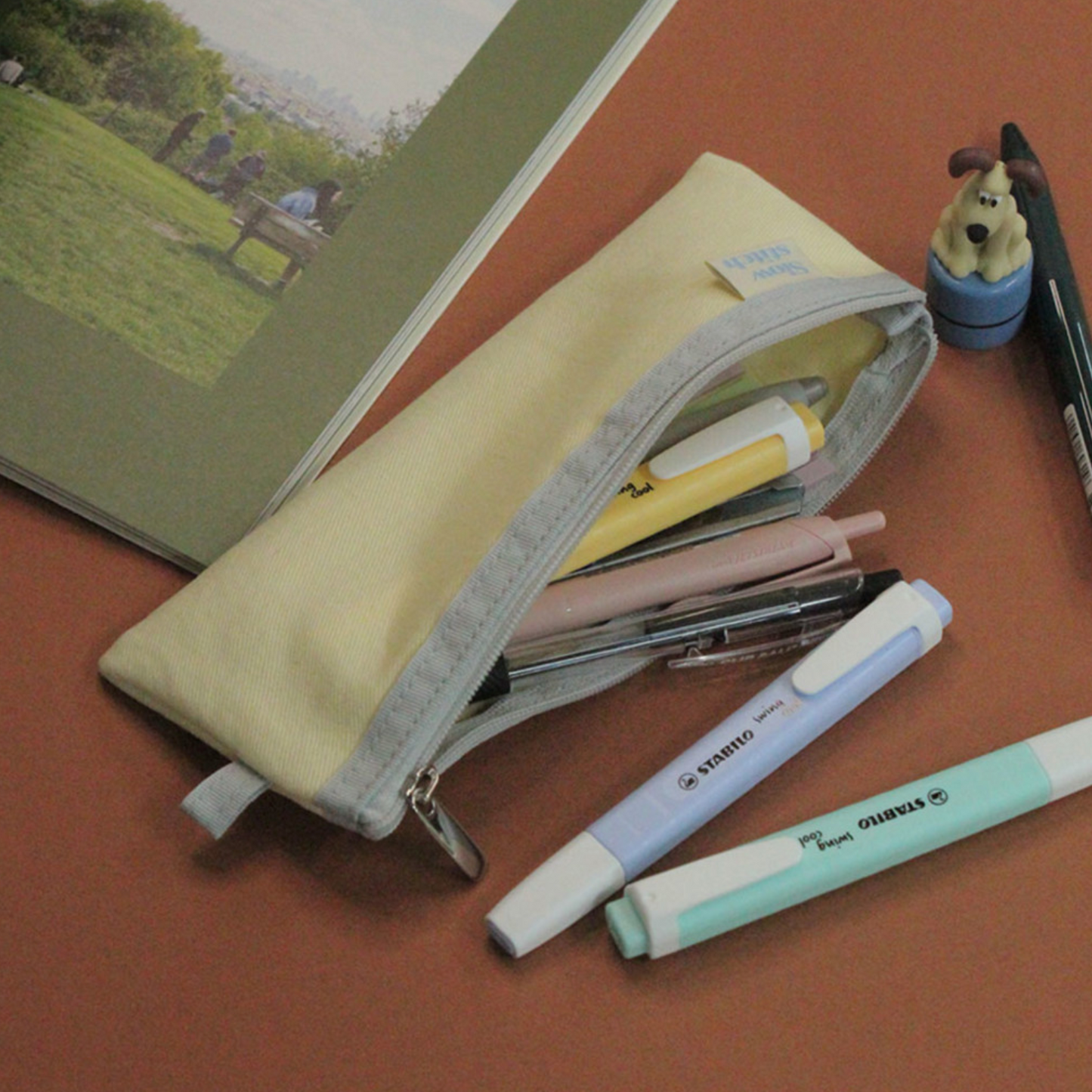 |SLOWSTITCH| Pencil Case (Lemon & Grey)