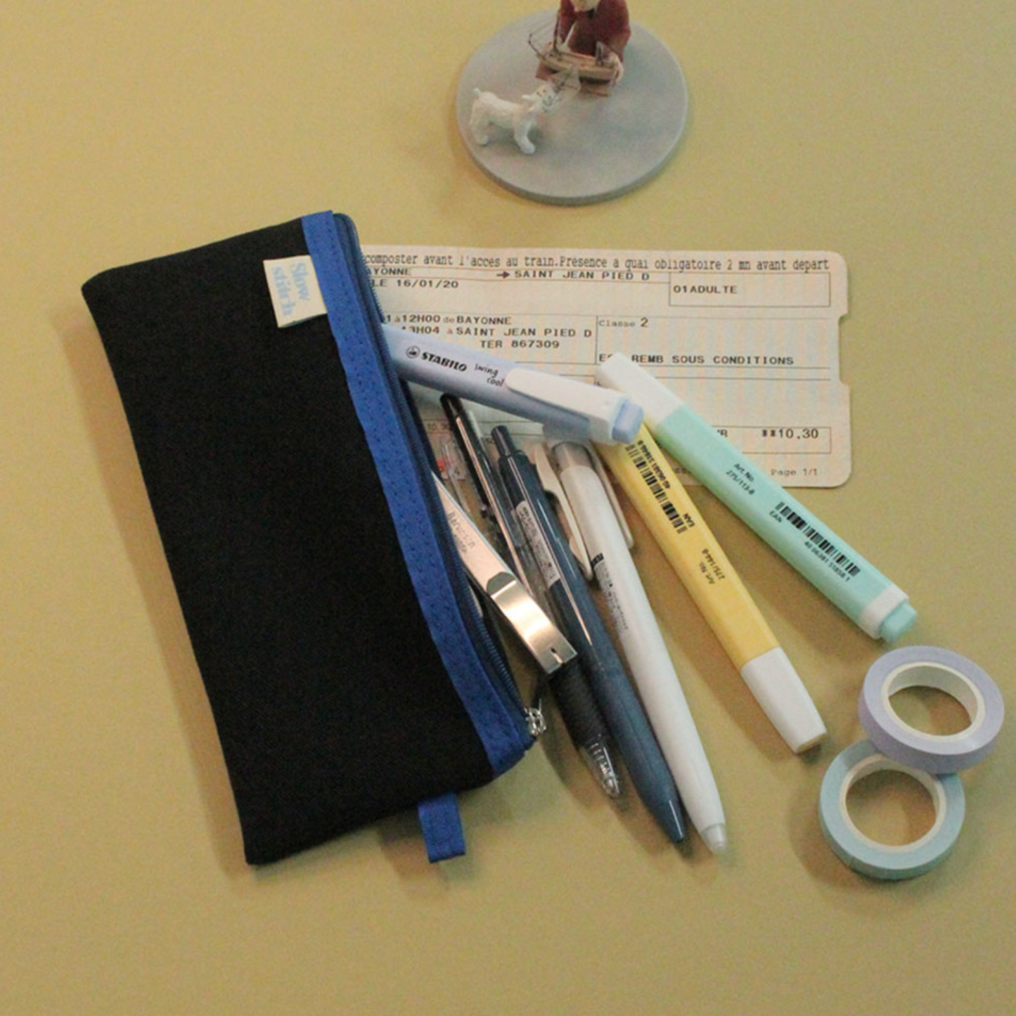 |SLOWSTITCH| Pencil Case (Black & Blue)