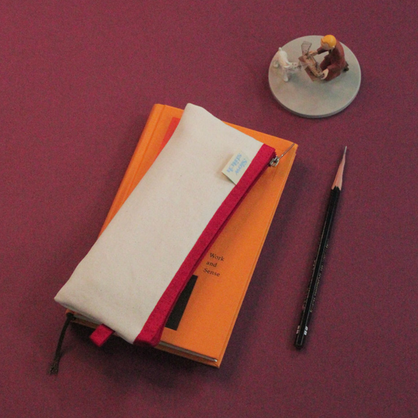 |SLOWSTITCH| Pencil Case (Ivory & Red)