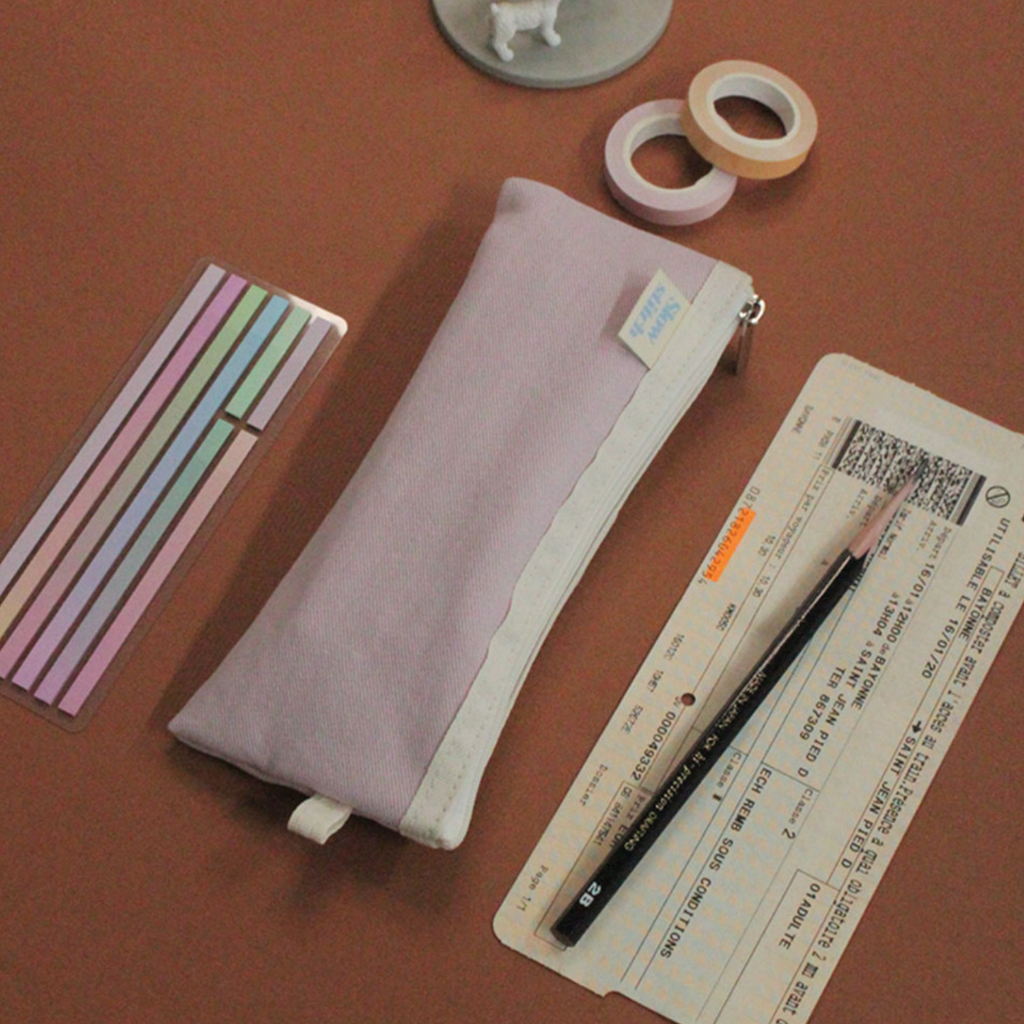 |SLOWSTITCH| Pencil Case (Pink & Ivory)