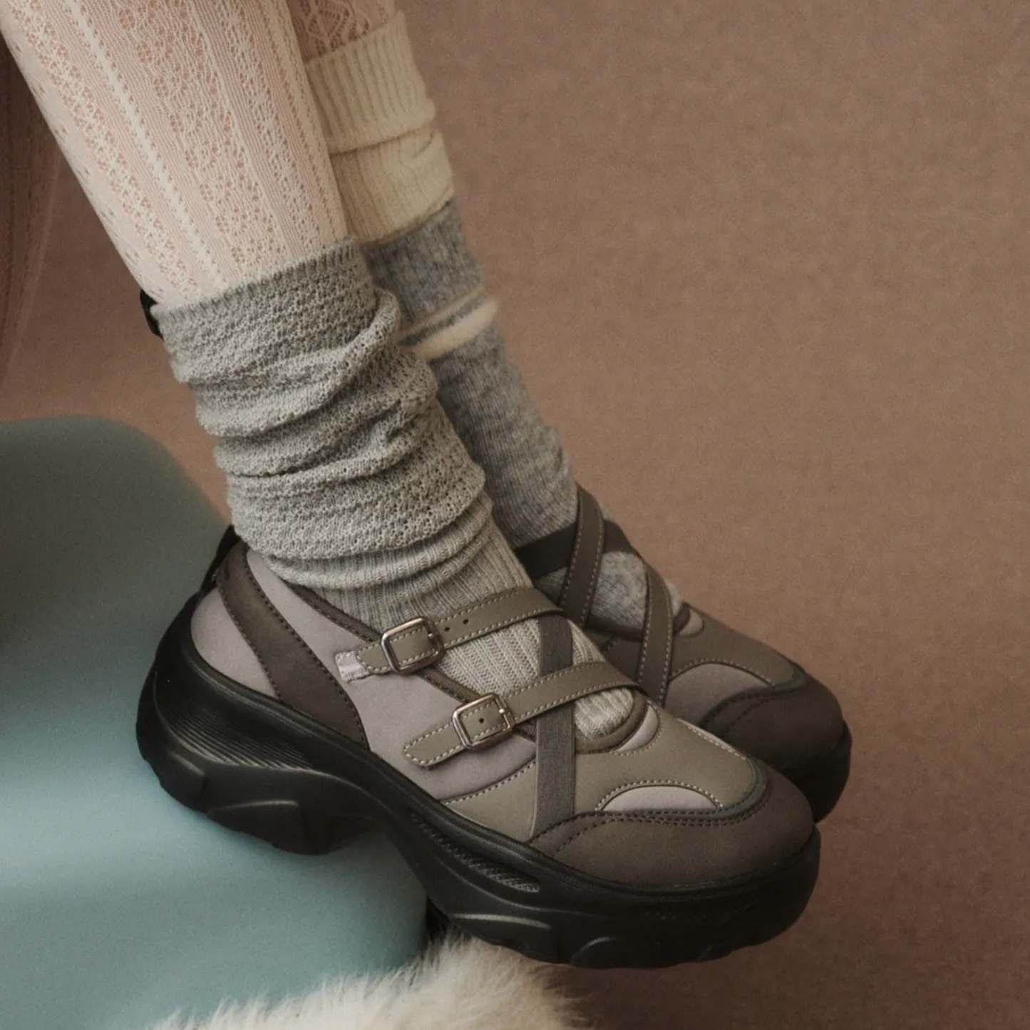 |OTZ| Lomita Platform Banding Maryjane Shoes (Grey)