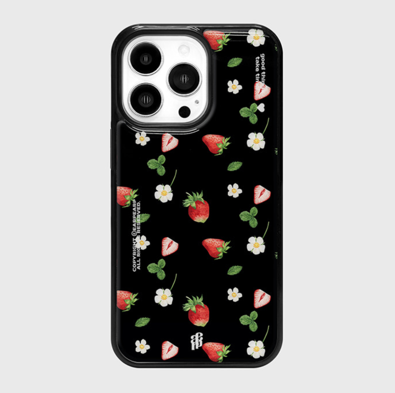 |earp earp| Strawberry Flower Black Epoxy Case