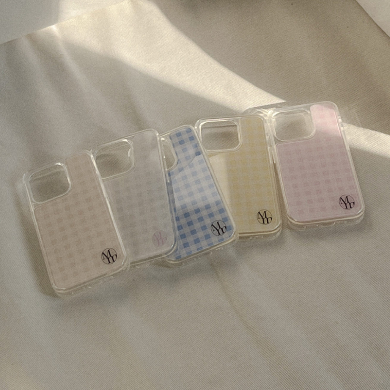 |Mademoment| Pastel Check Acrylic Cover Case