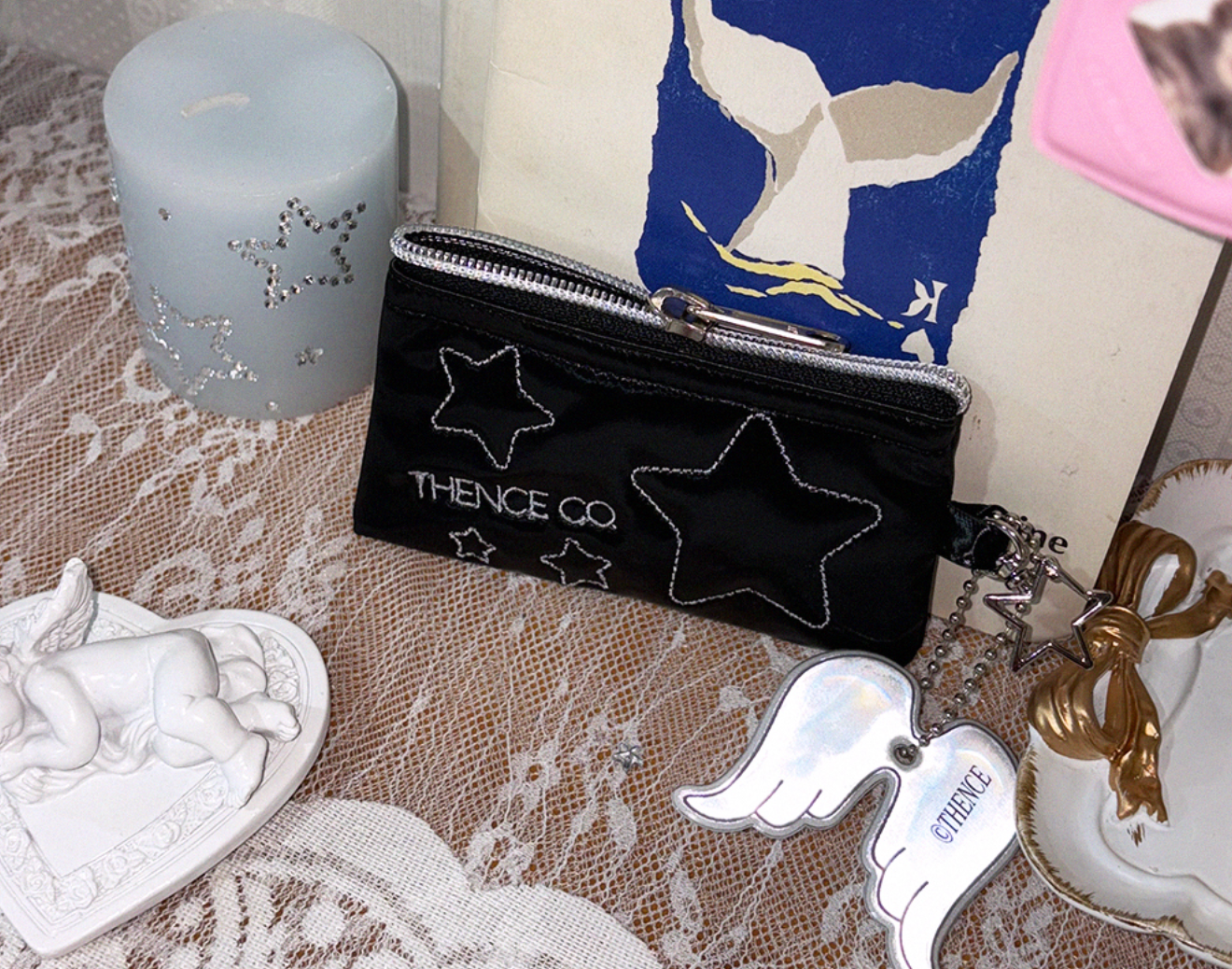 |THENCE| Glossy Stitch Wallet Black