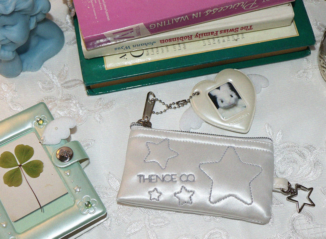 |THENCE| Glossy Stitch Wallet Cream