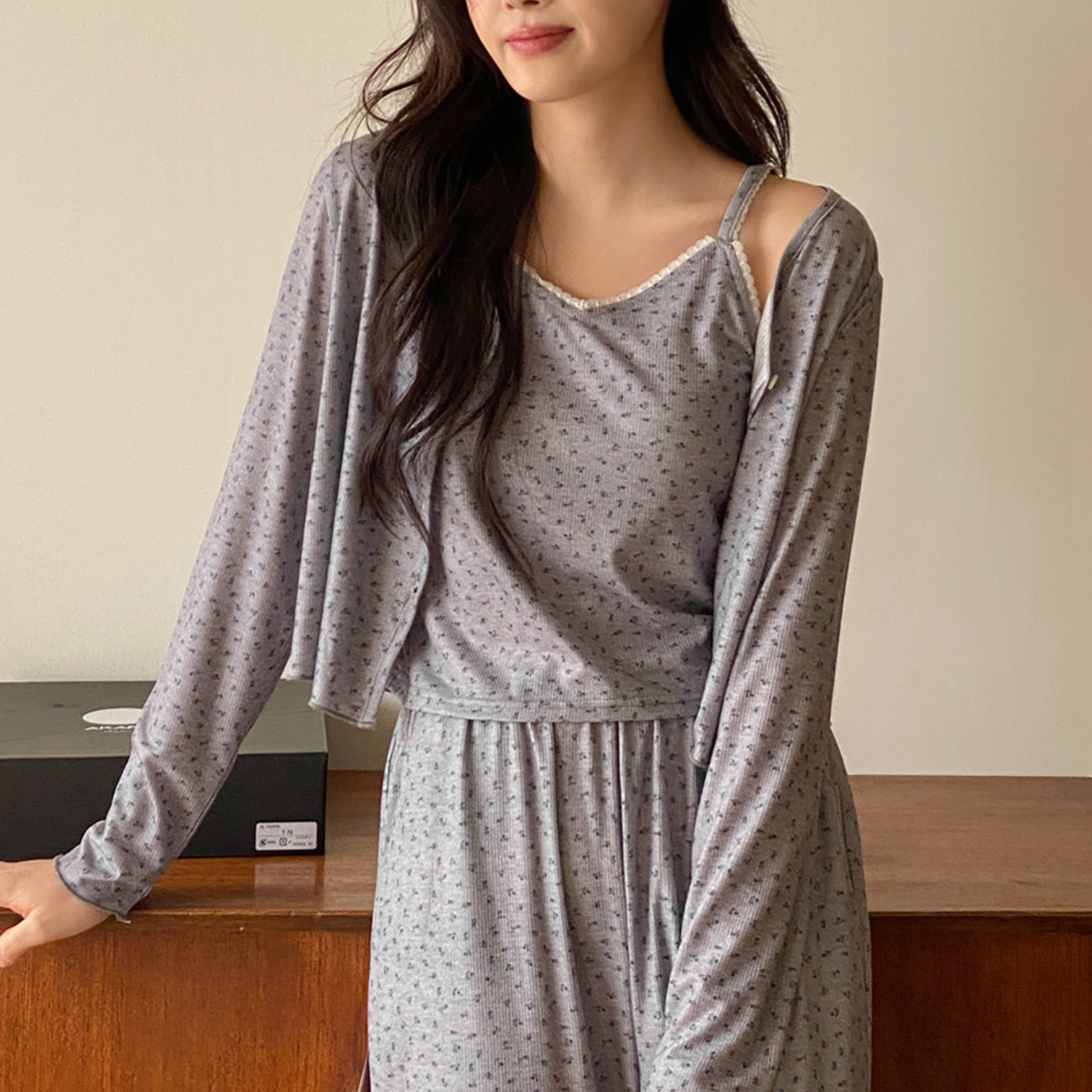 |Juuneedu| All Day Softy Flower Pyjamas Set