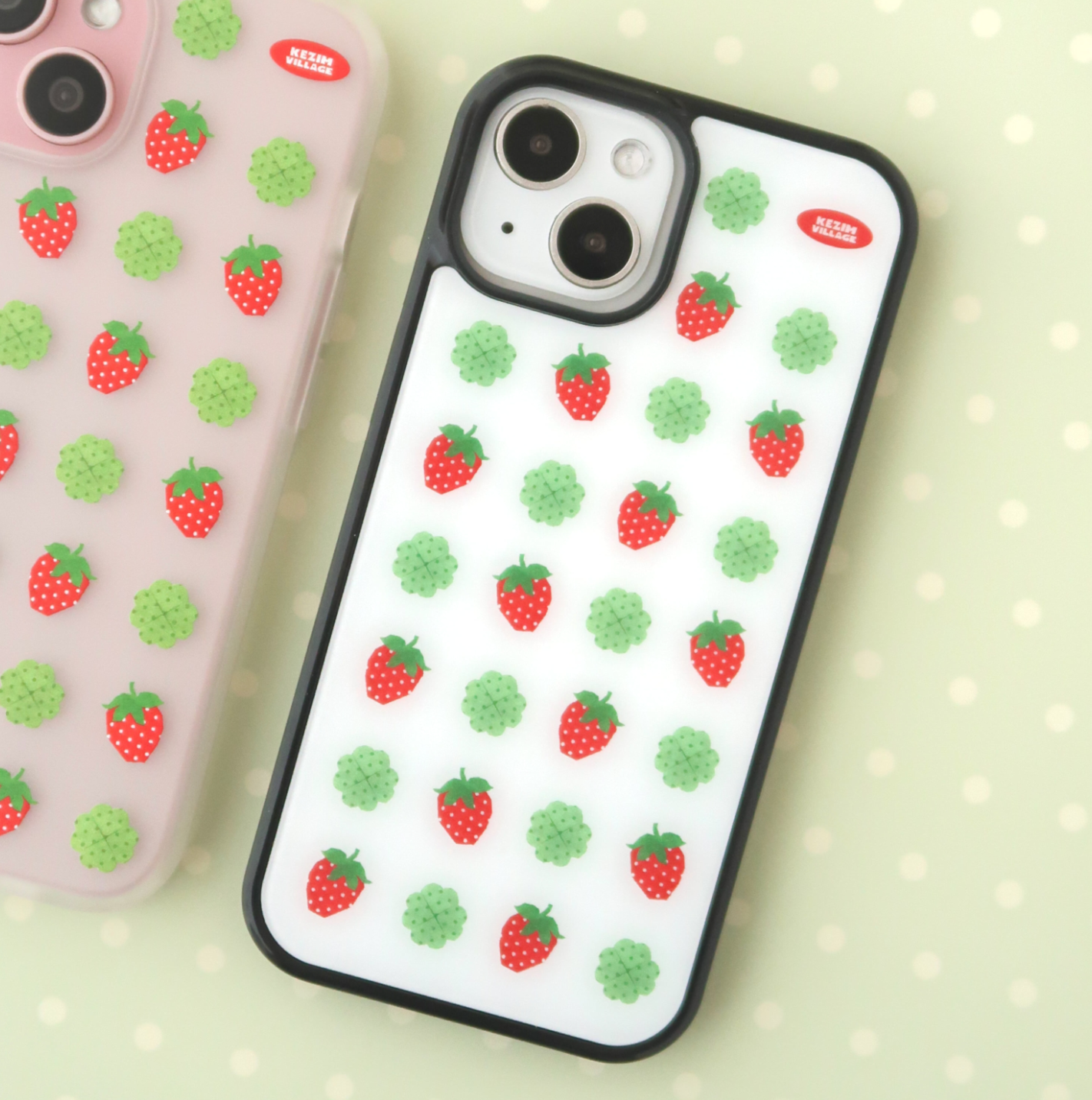 |KEZIM VILLAGE| STRAWBERRY & CLOVER Glass Bumper Case