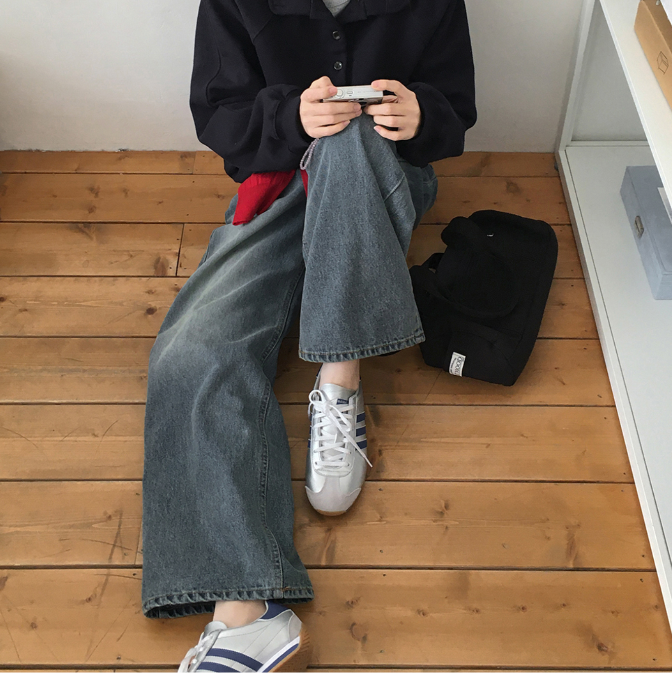 |98°C| |NEAH| America River Blue Wide Denim