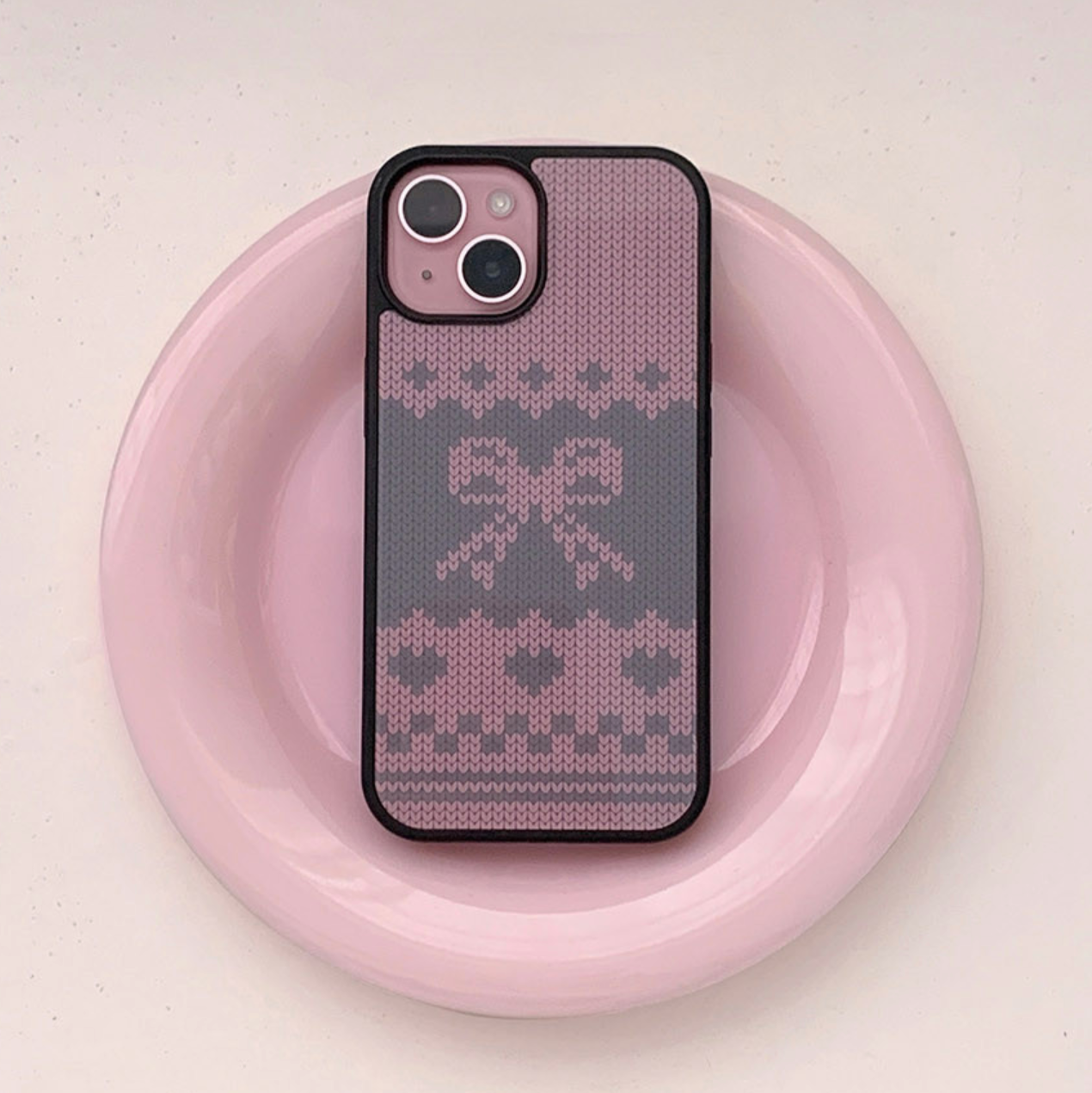|Romantic Mood| Ribbon Knit Glass Bumper Phone Case