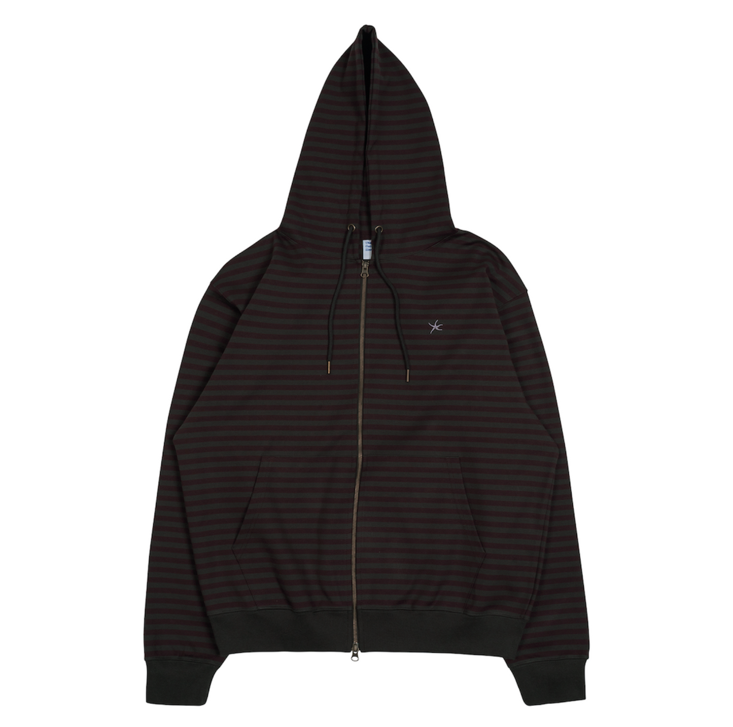 |THE COLDEST MOMENT| TCM Stripe Hooded Zip-up (Charcoal/ Burgundy)