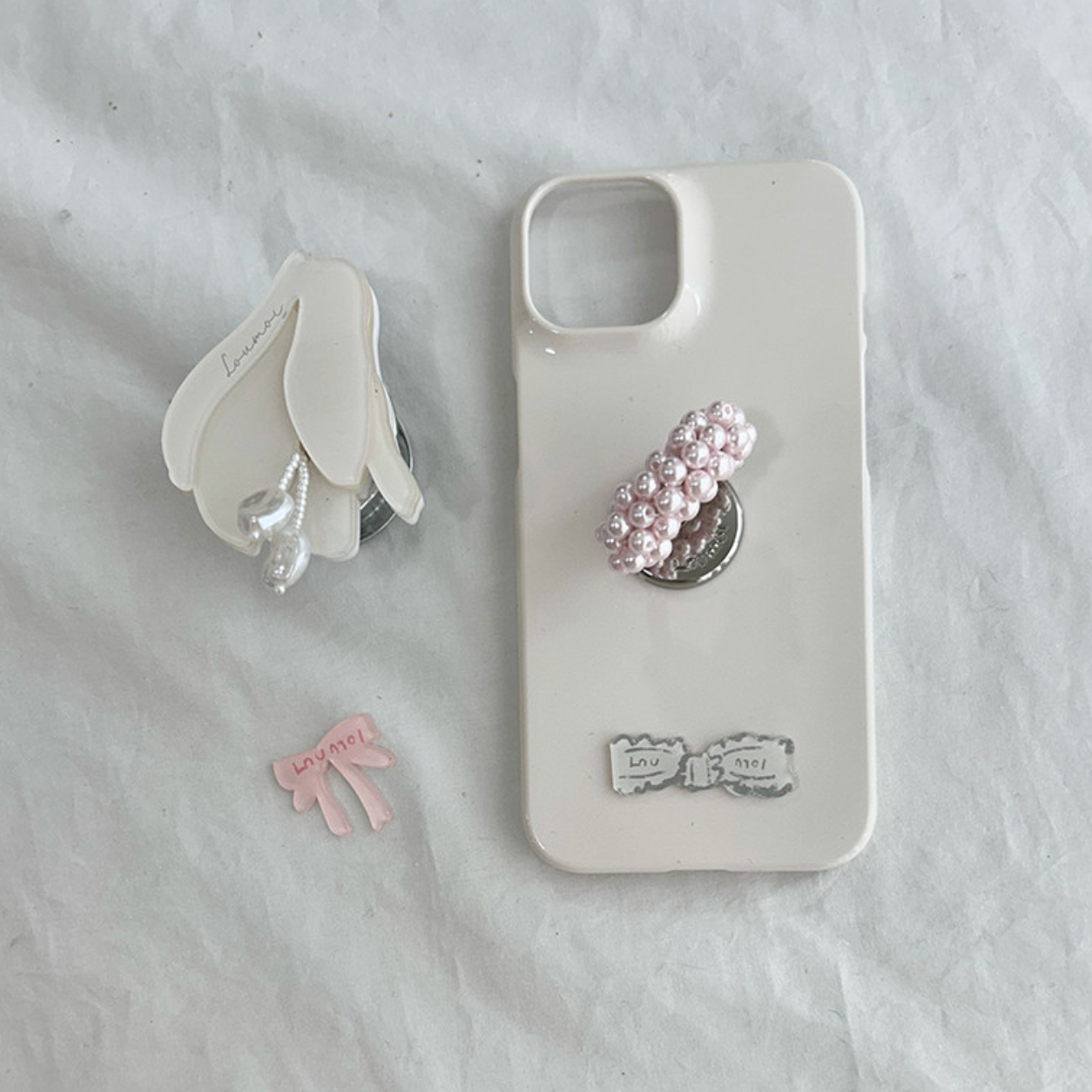 |loumoi| Ring Grip Tok Pale Pink Pearl