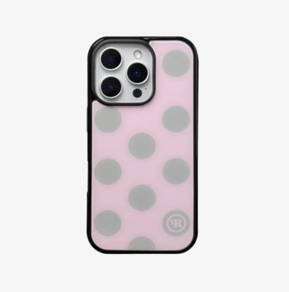 |holypeachproject| Large Dots (Pink Gray) Glass Bumper Case