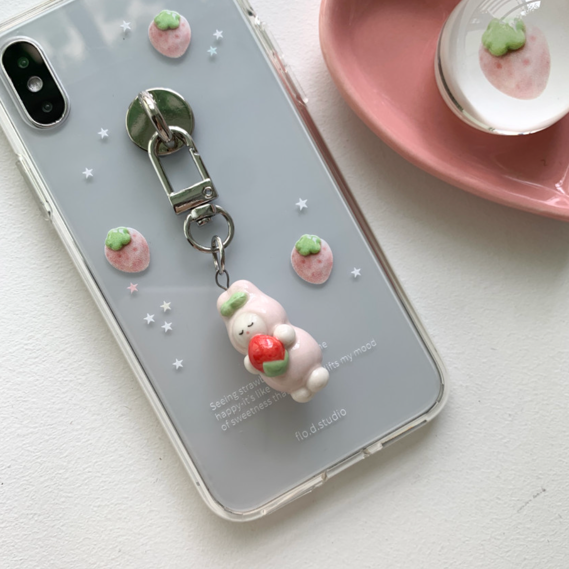 |flo.d studio| Dorong Strawberry Bunny Keyring