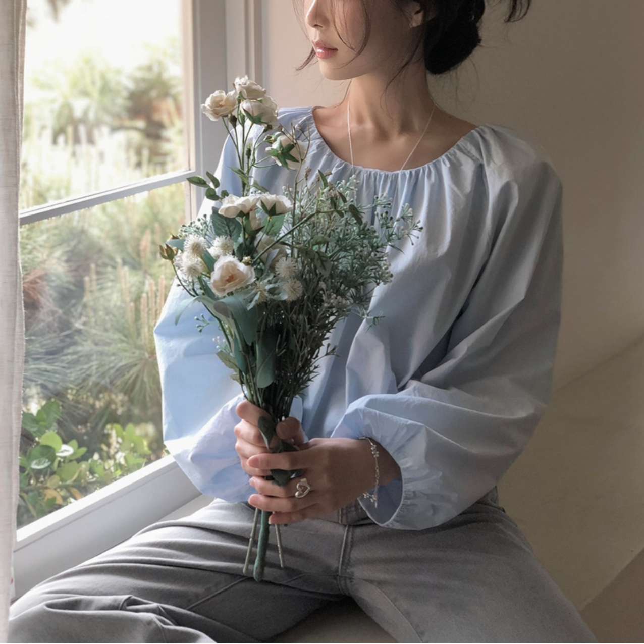 |SLOWAND| # SLOWMADE Cotton Shirring Blouse