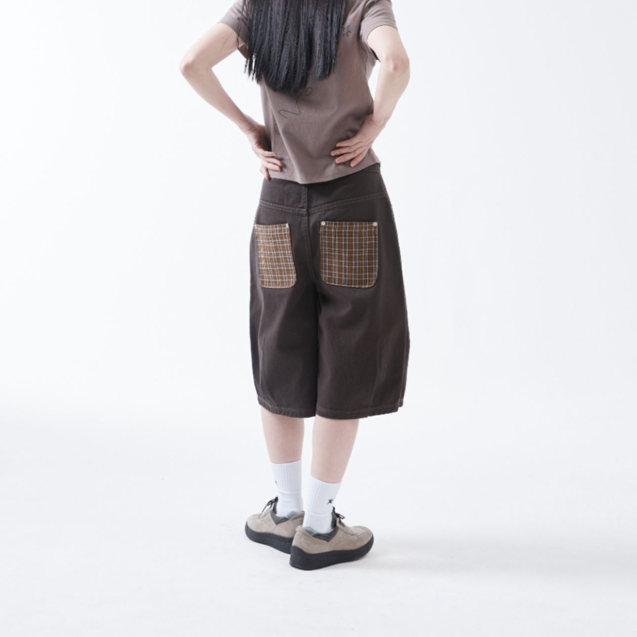 |THE COLDEST MOMENT| TCM Check Pocket Half Pants (Charcoal)