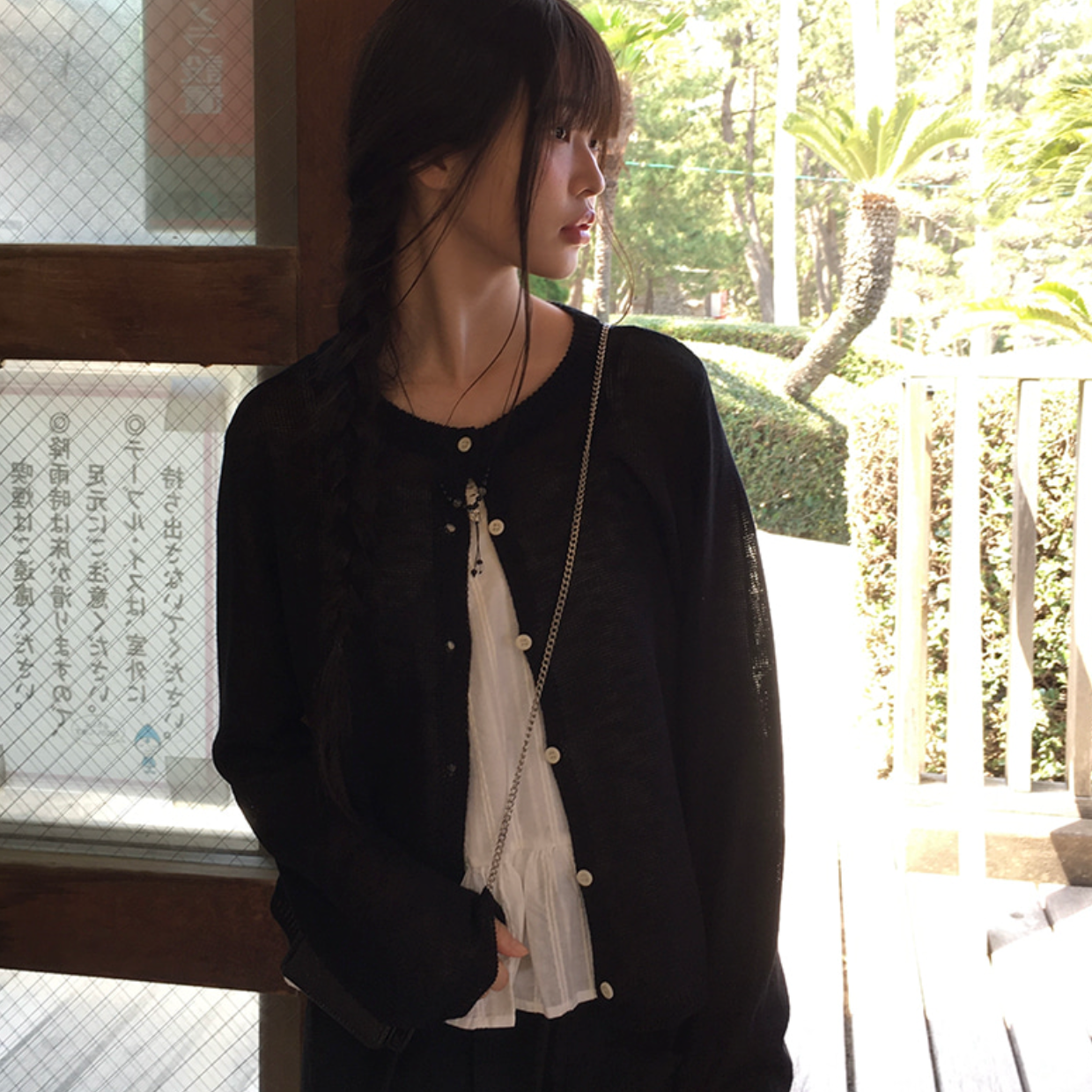 |anyonemore| Heather Linen Round Fit Daily Cardigan