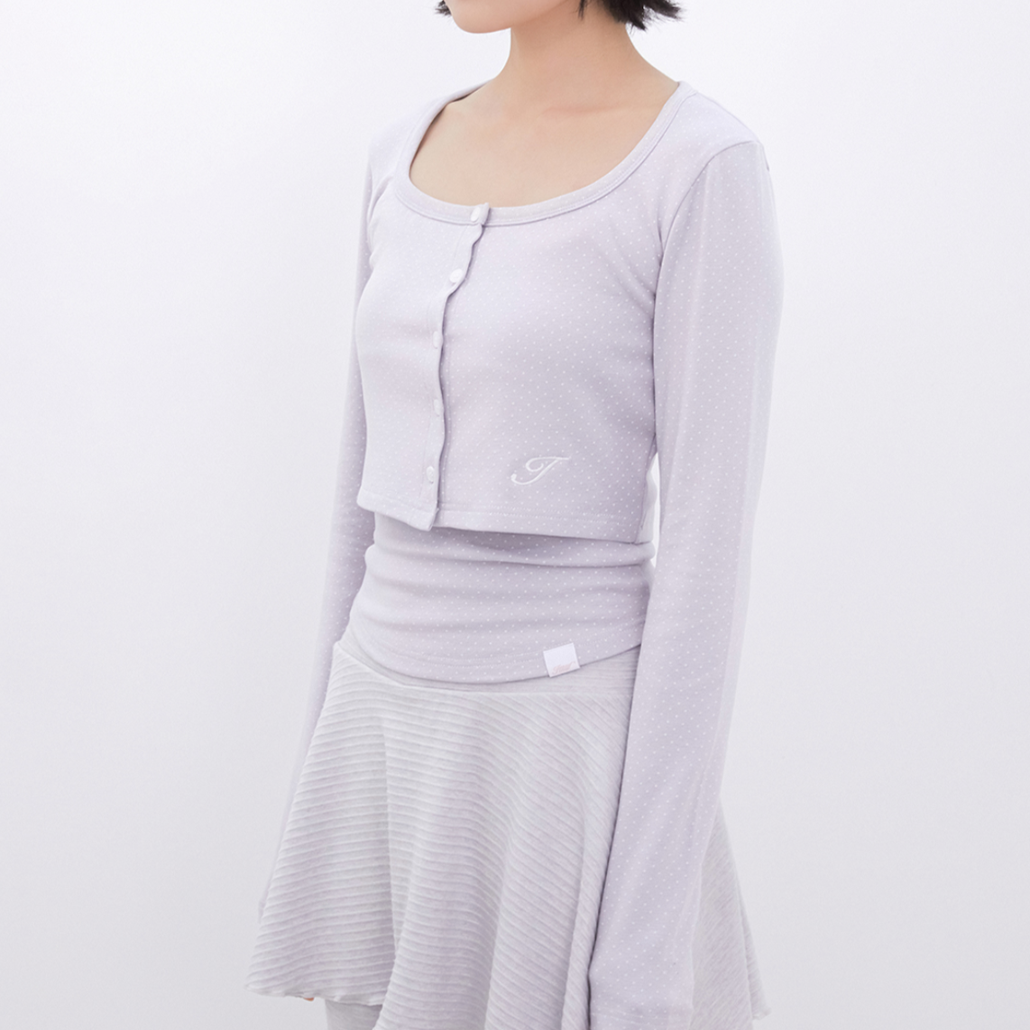 |Inner museum| Dot Button Crop Cardigan (BABYBLUE)